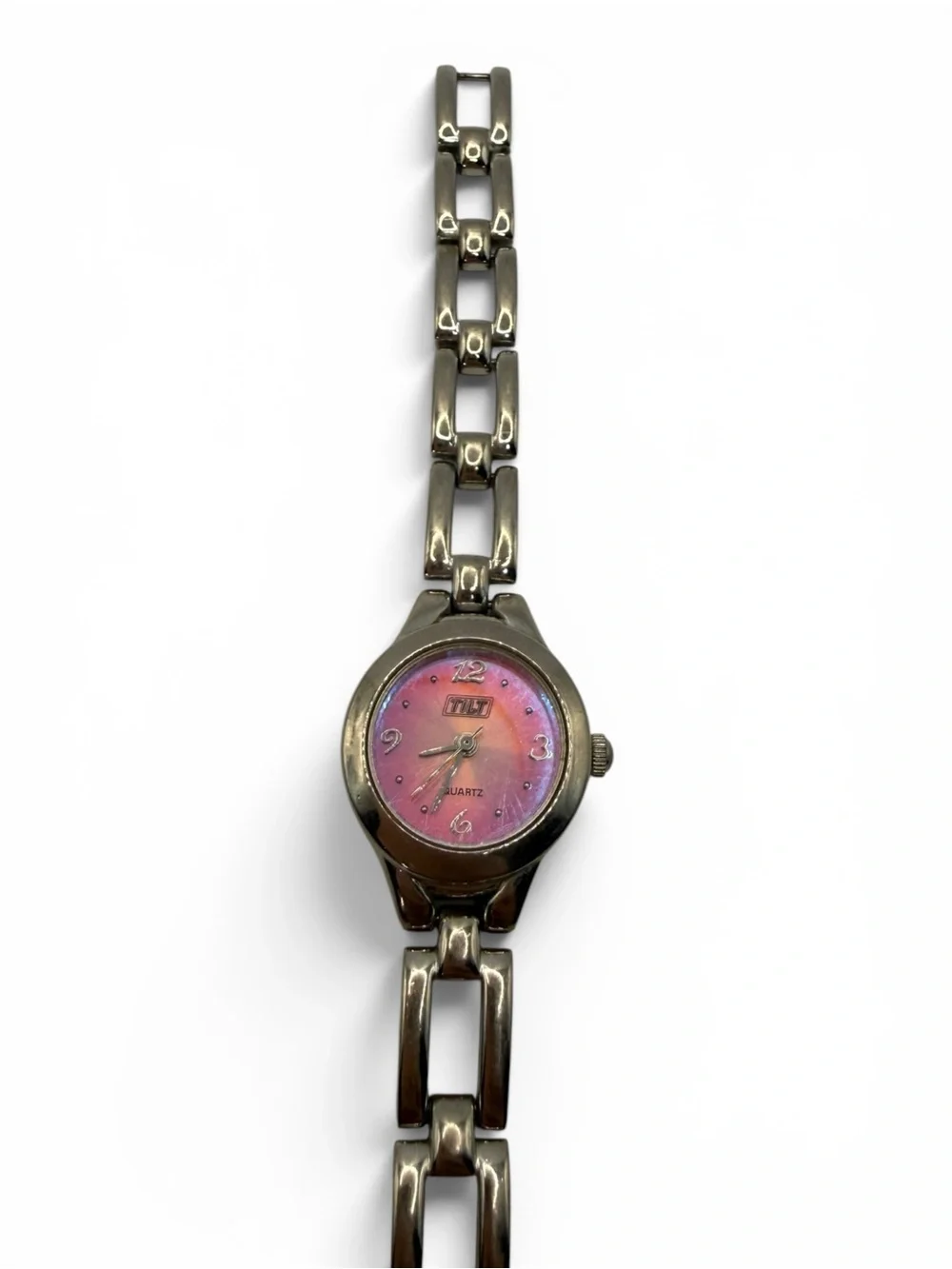 TILT Women's Silver Link Watch with Pink Dial